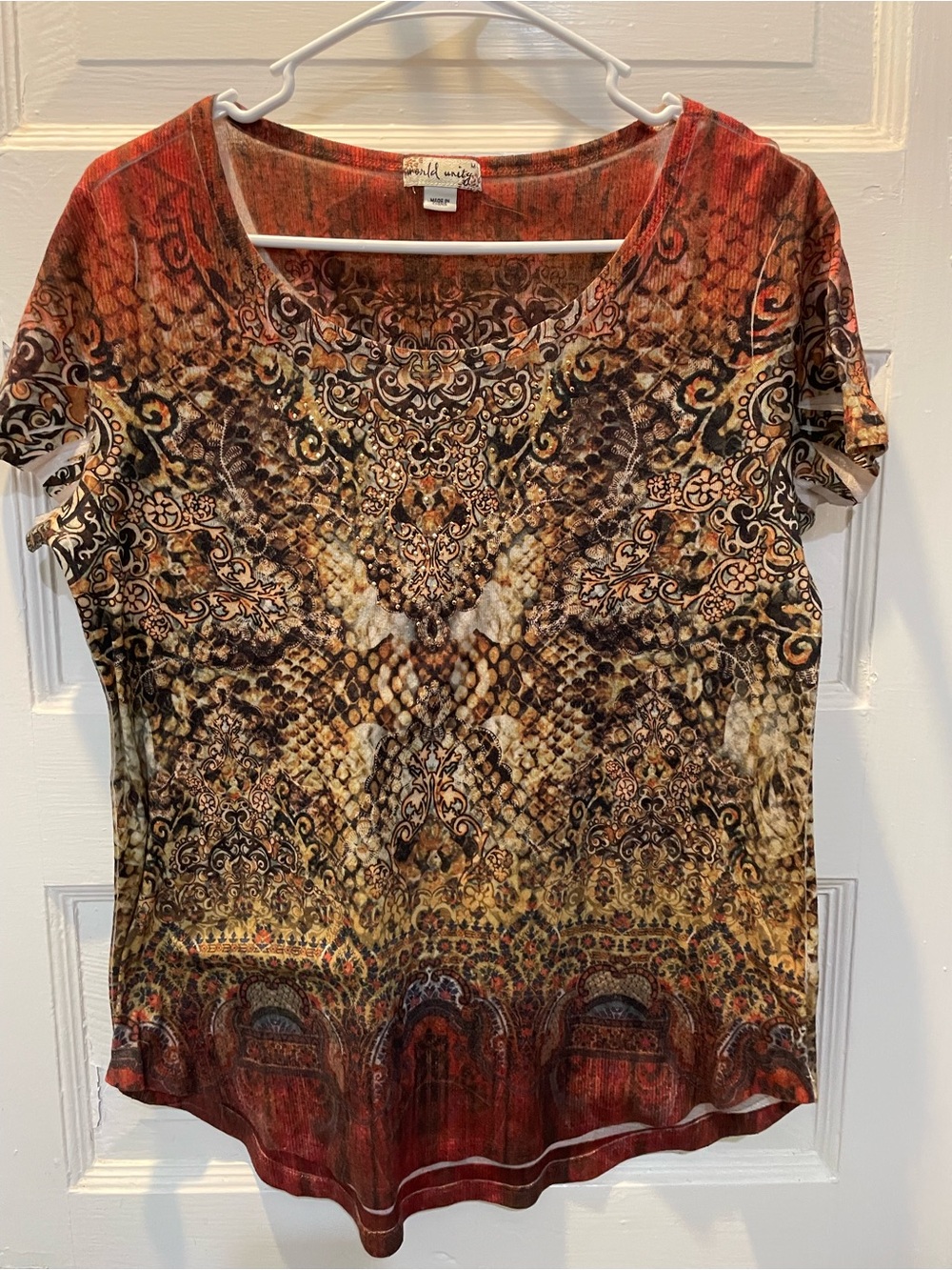 Vintage Y2K Embellished Tee, Size Medium, Boho, Festival